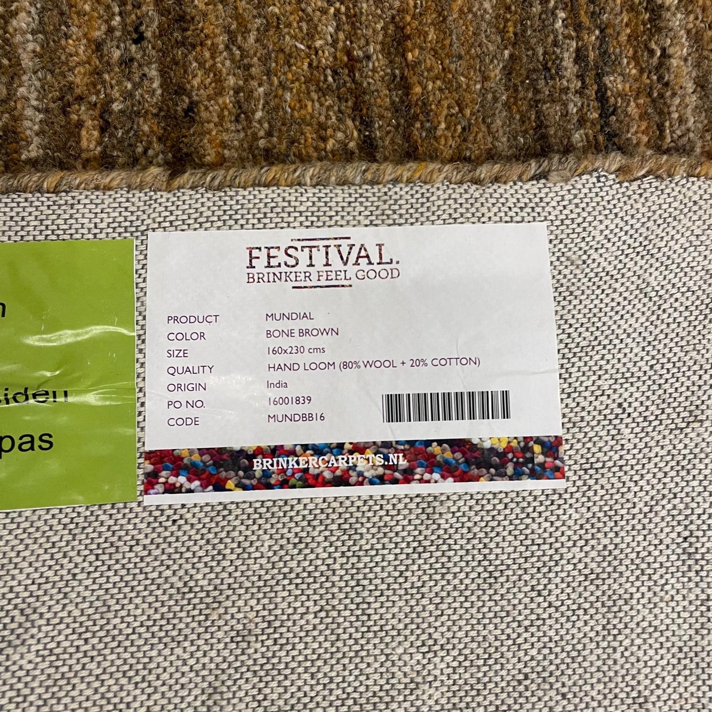 Brinker Carpets Mundial Bone Brown Vloerkleed - 160x230cm