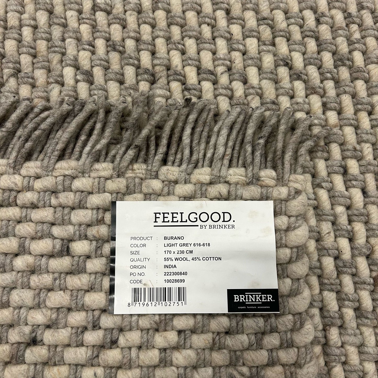 Brinker Carpets Burano Light Grey Vloerkleed - 170x230cm