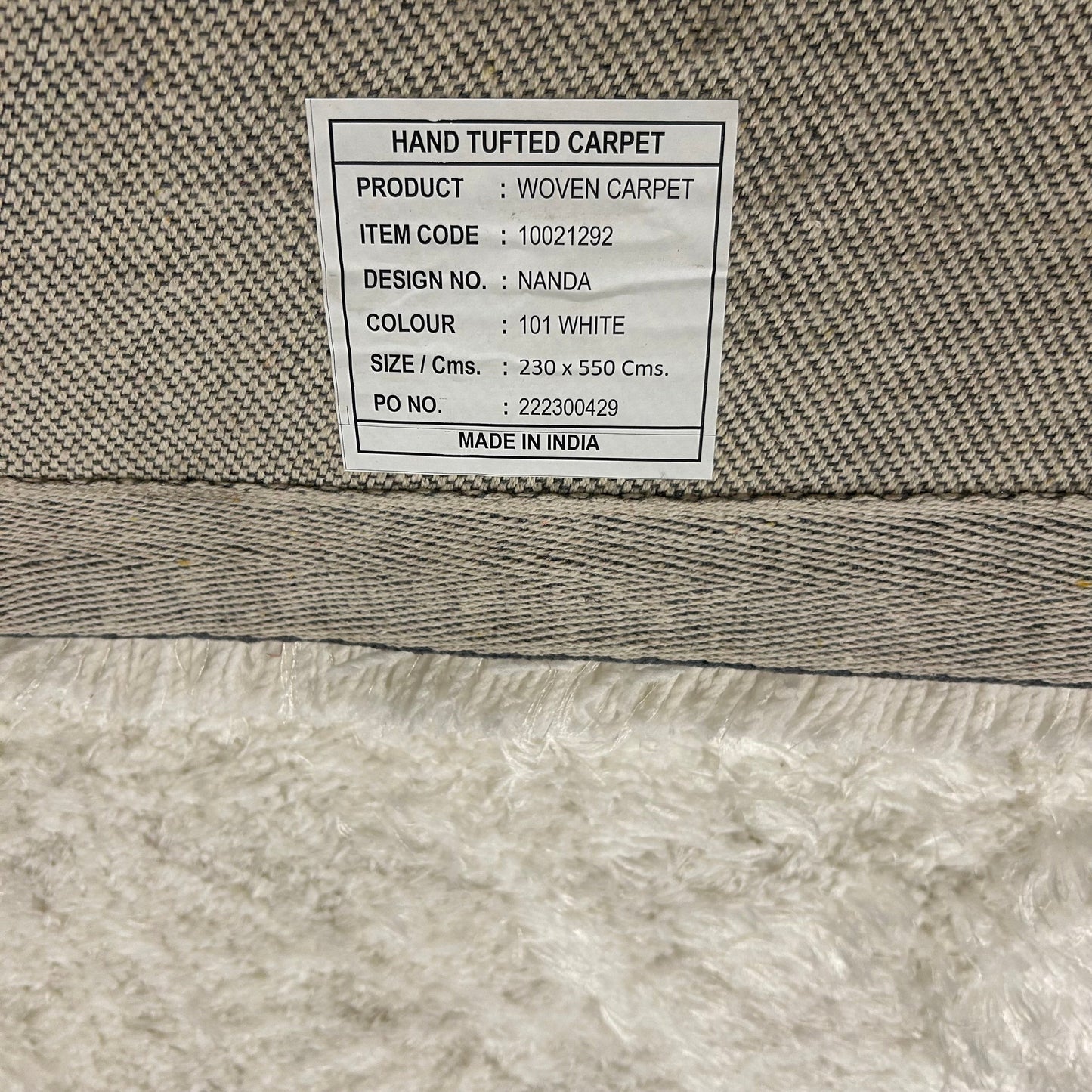 Brinker Carpets Nanda 101 White Vloerkleed - 230x550cm