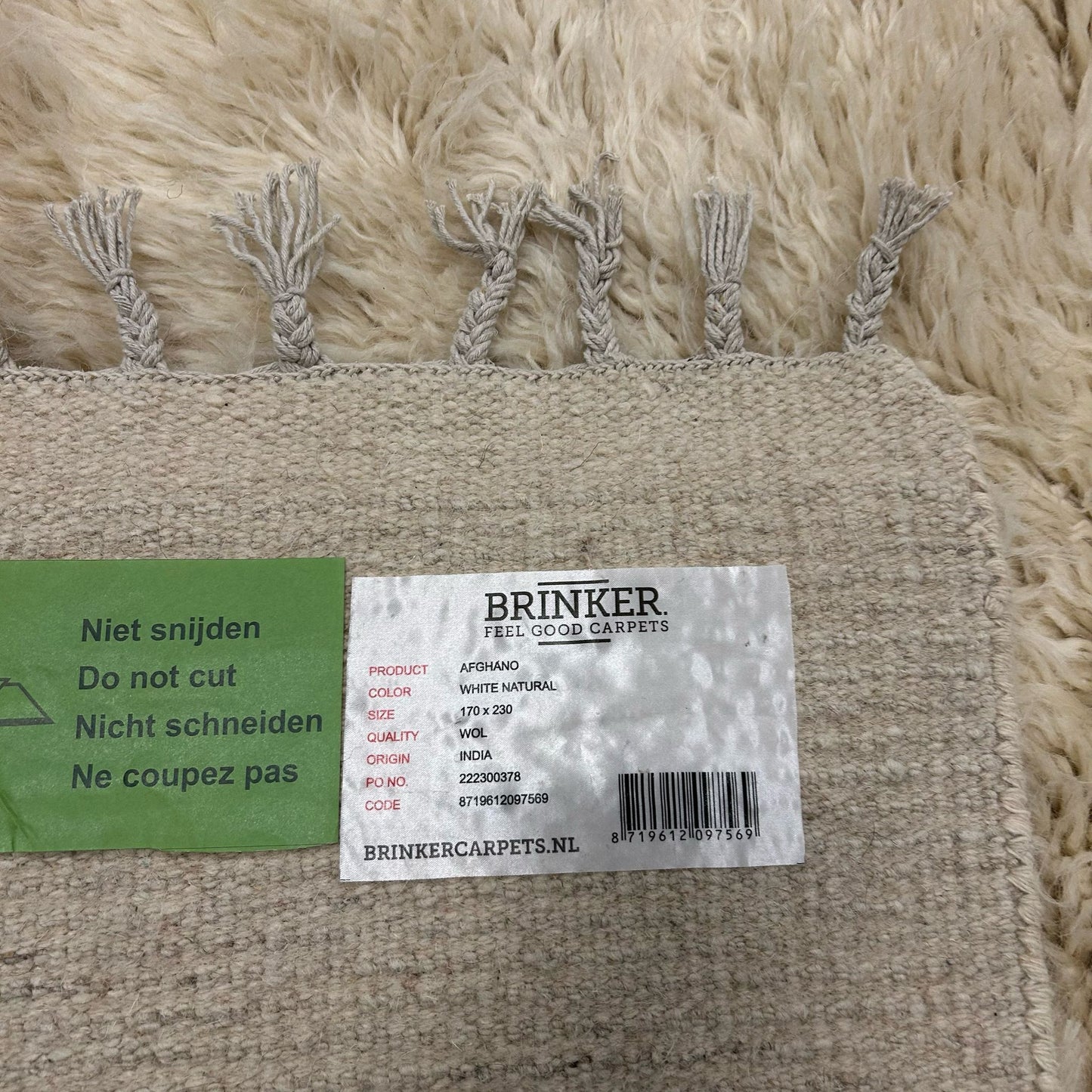 Brinker Carpets Afghano White Naturel Vloerkleed - 170x230cm