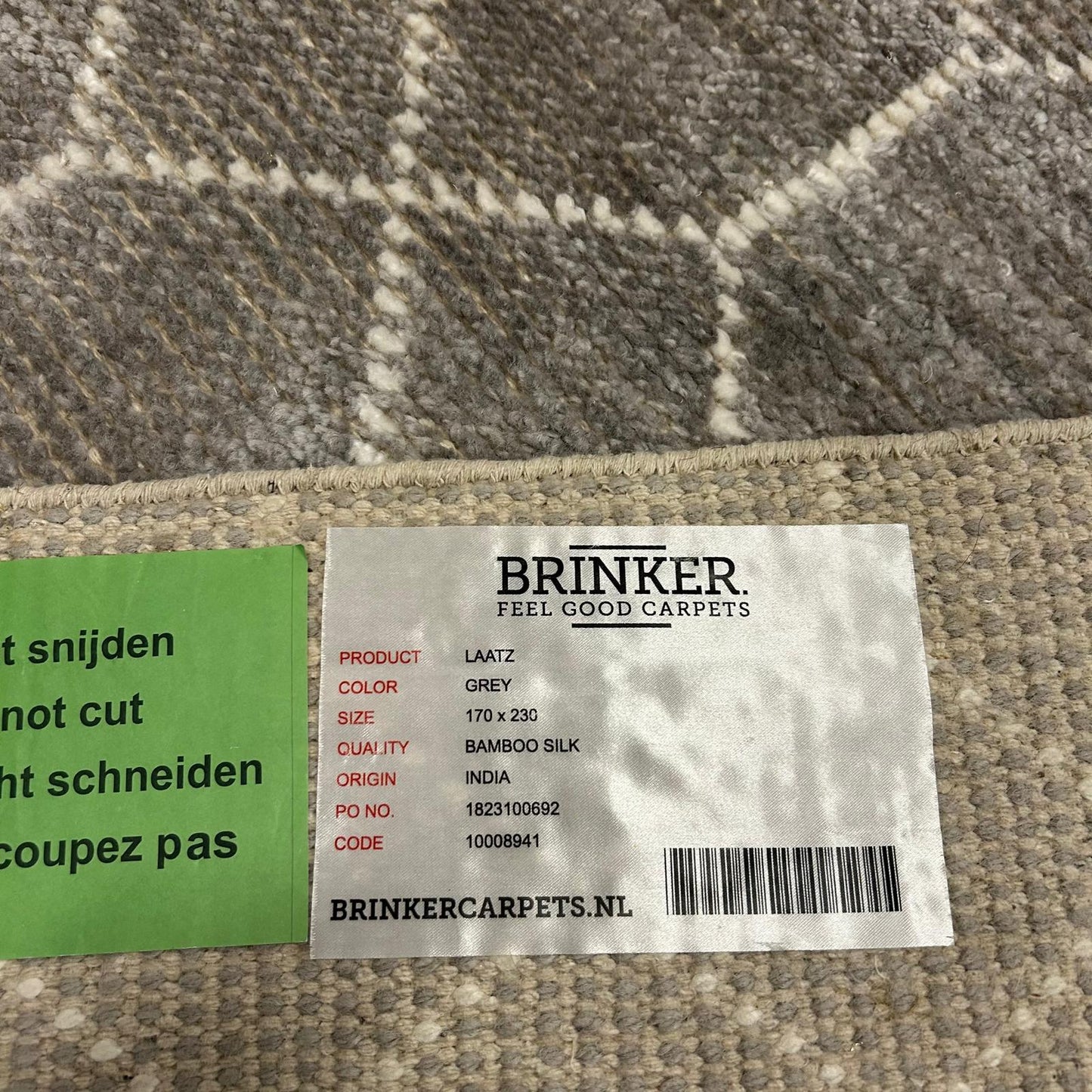 Brinker Carpets Laatz Grey Vloerkleed - 170x230cm