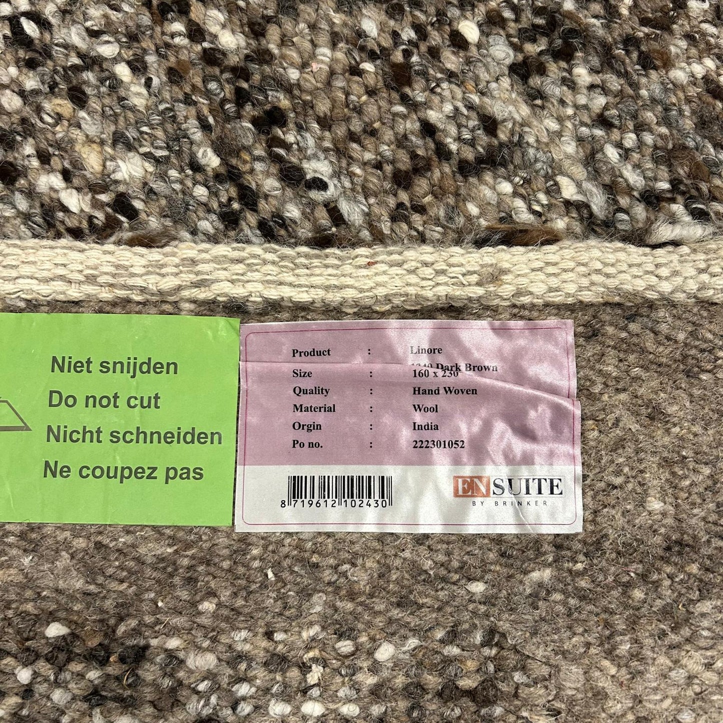 Brinker Carpets Linore Dark Brown Vloerkleed - 160x230cm