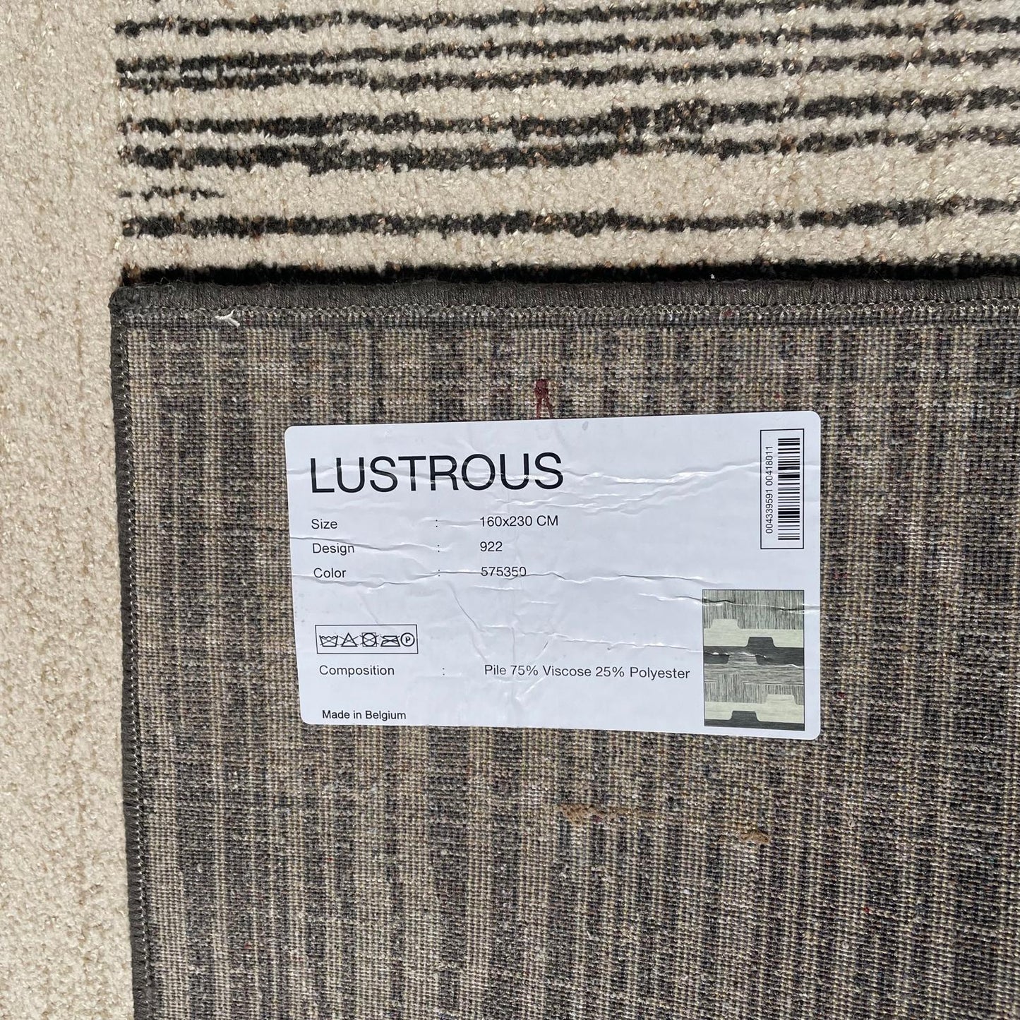 Brinker Carpets Lustrous 922 Black White Vloerkleed - 160x230cm