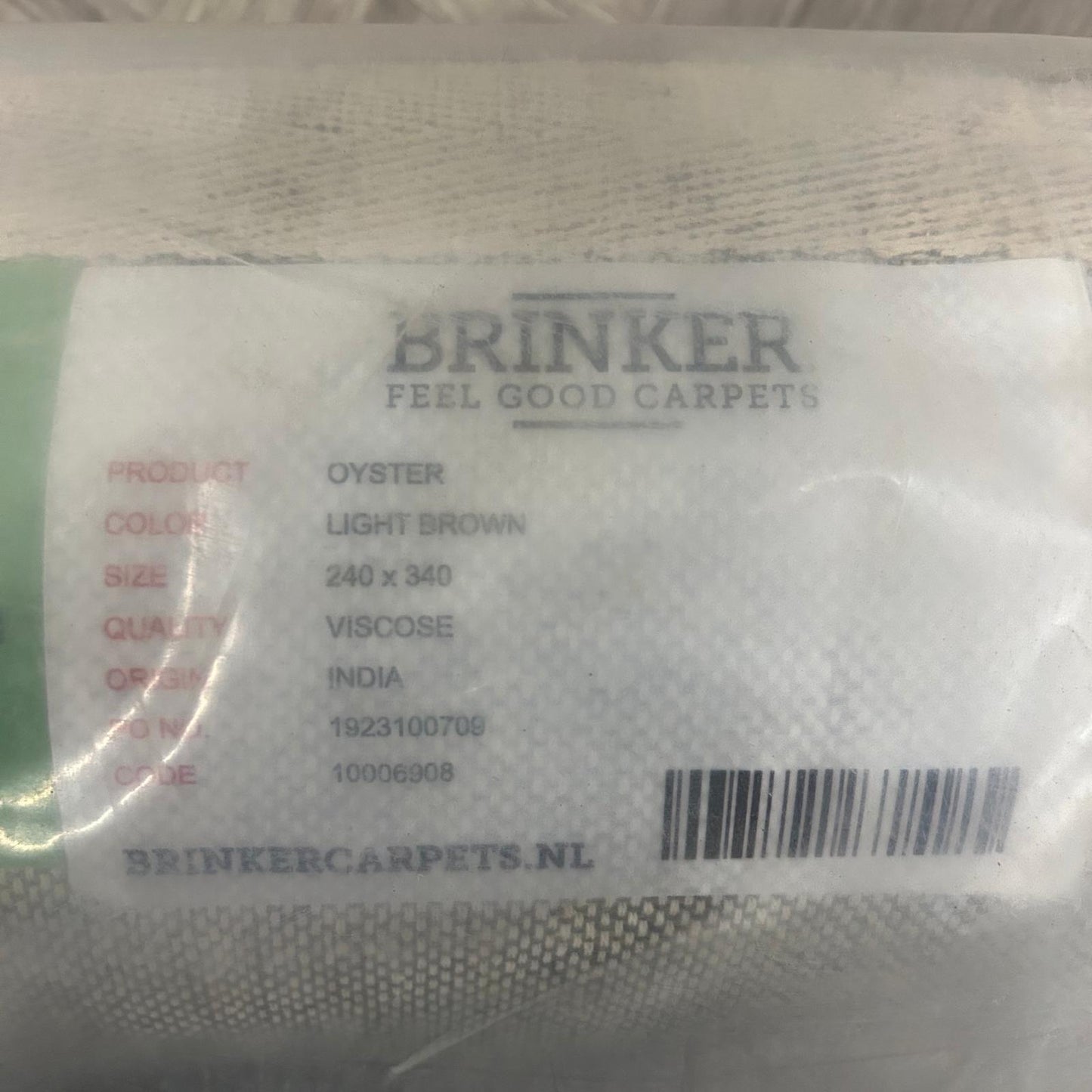 Brinker Carpets Oyster Light Brown Vloerkleed - 240x340cm