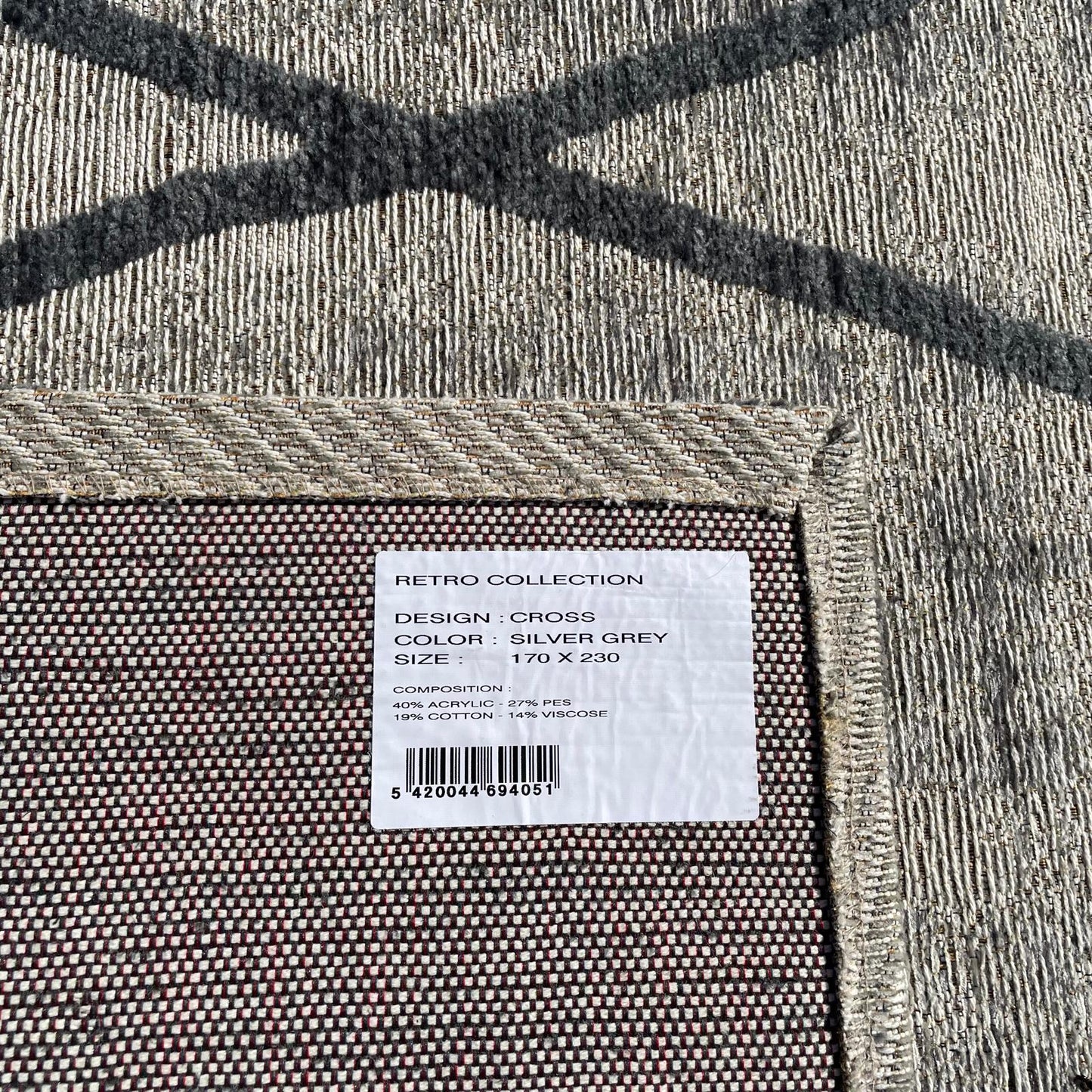 Brinker Carpets Retro Collection Cross Silver Grey Vloerkleed - 170x230cm