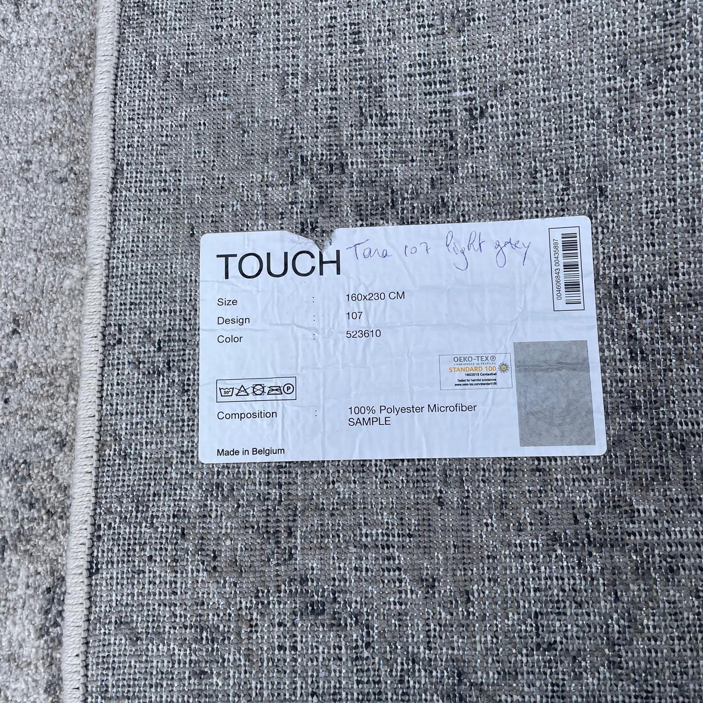 Brinker Carpets Touch Tara 107 Light Grey Vloerkleed - 160x230cm