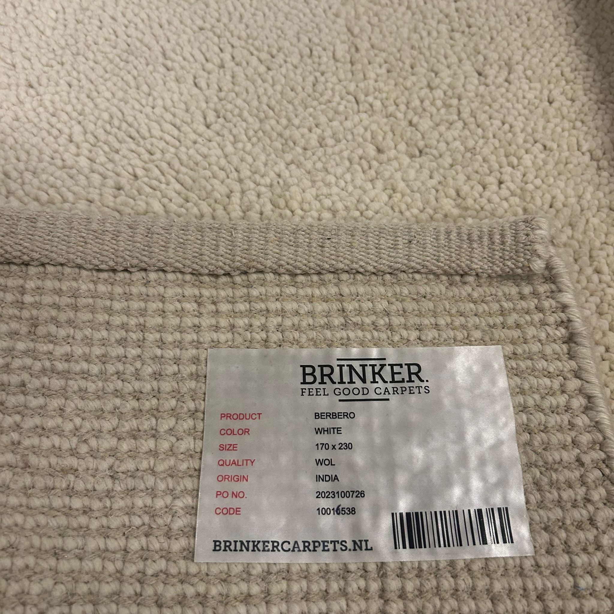 Brinker Carpets Berbero White Vloerkleed - 170x230cm
