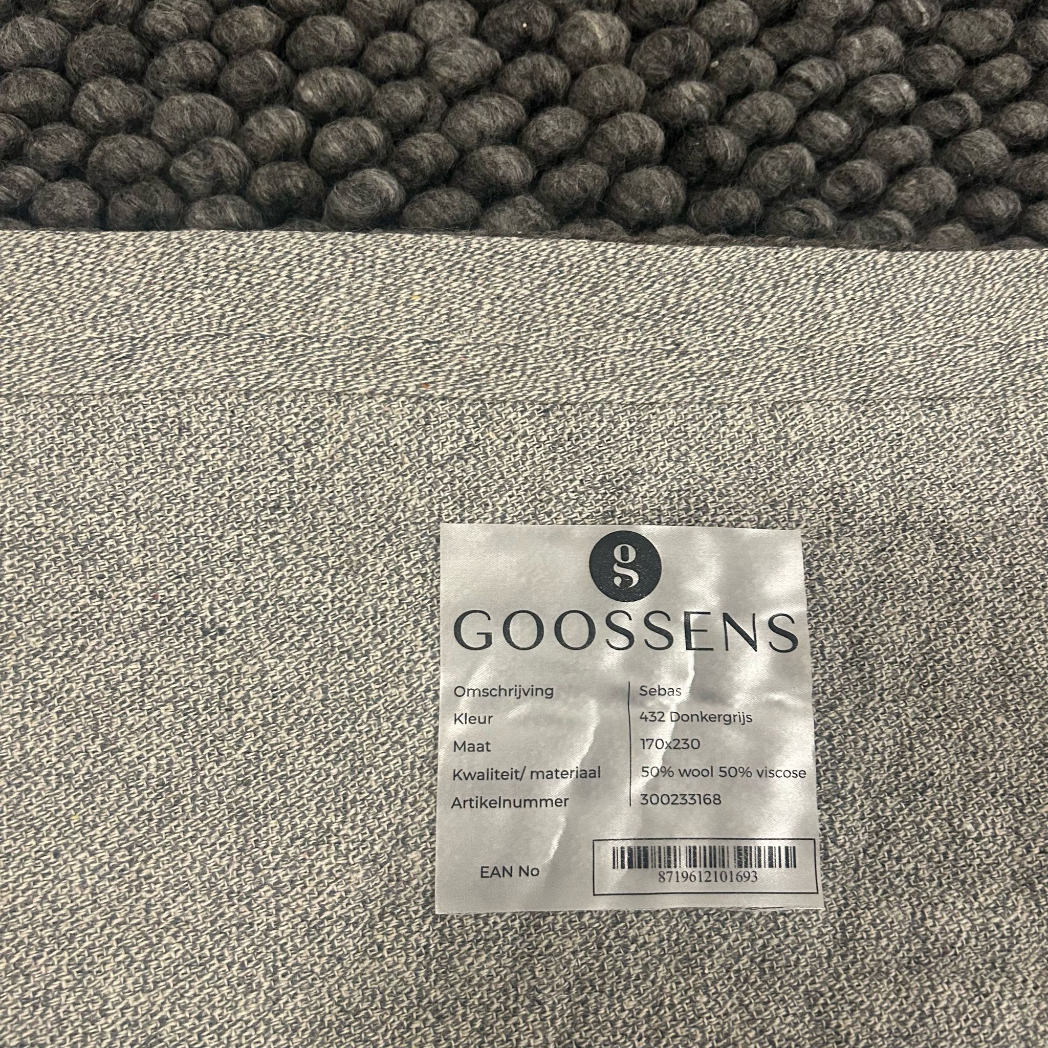 Brinker Carpets Goossens Sebas Donkergrijs Vloerkleed - 170x230cm