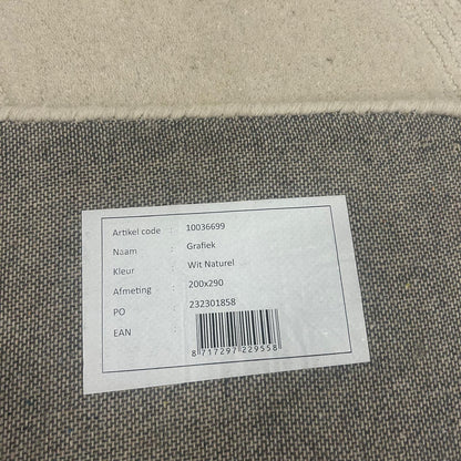 Brinker Carpets Grafiek Wit Naturel Vloerkleed - 200x290cm