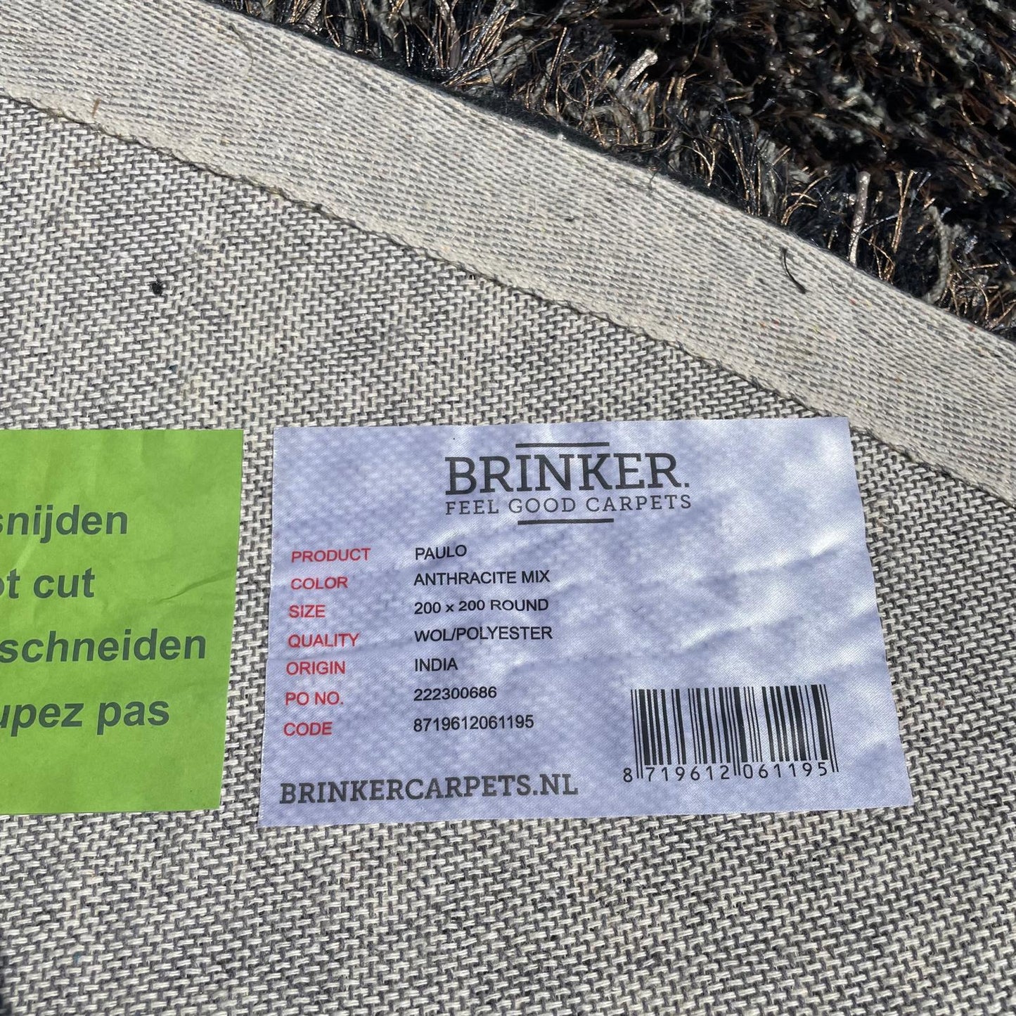 Brinker Carpets Paulo Anthracite Mix Rond Vloerkleed - 200x200cm
