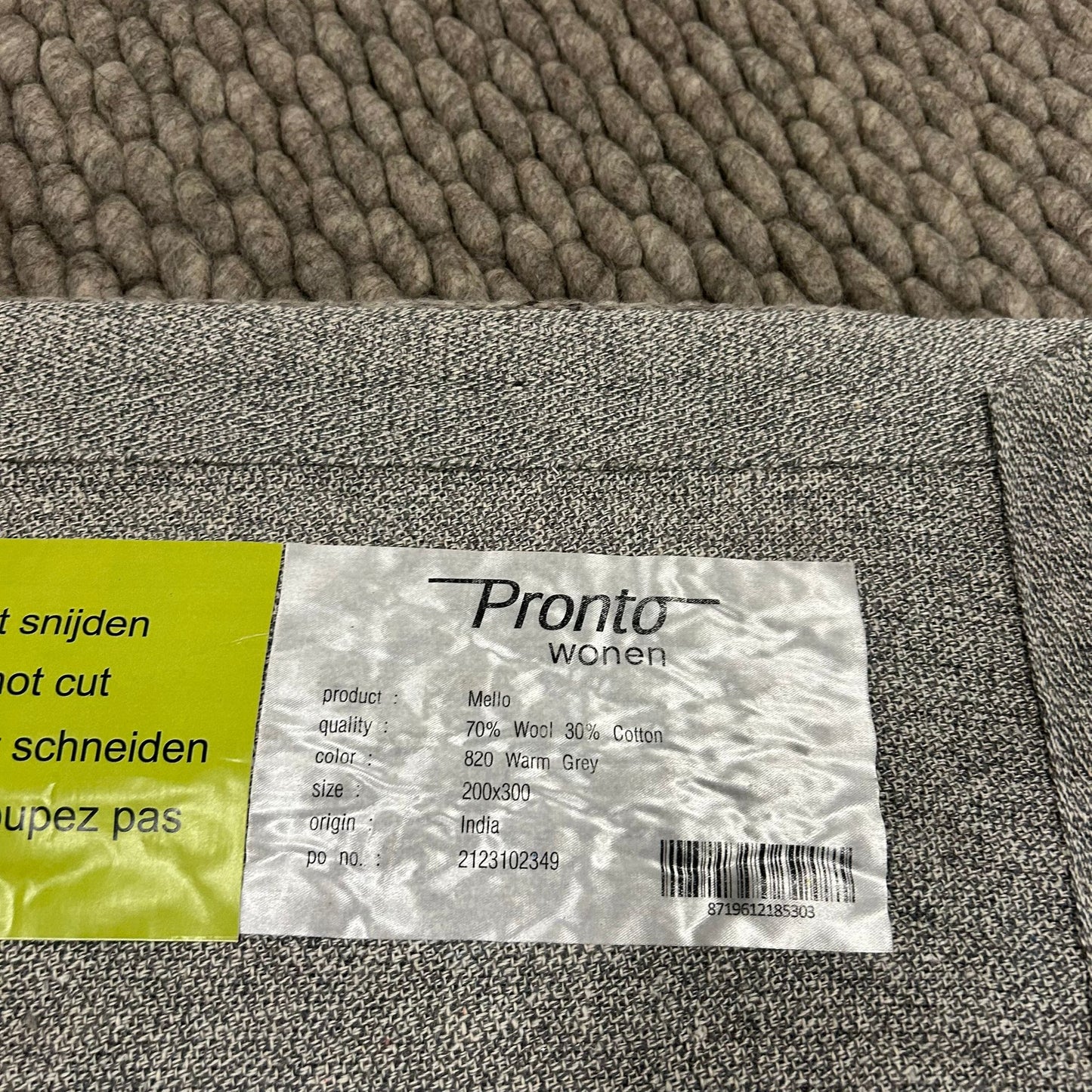 Brinker Carpets Pronto Mello 820 Warm Grey Vloerkleed - 200x300cm