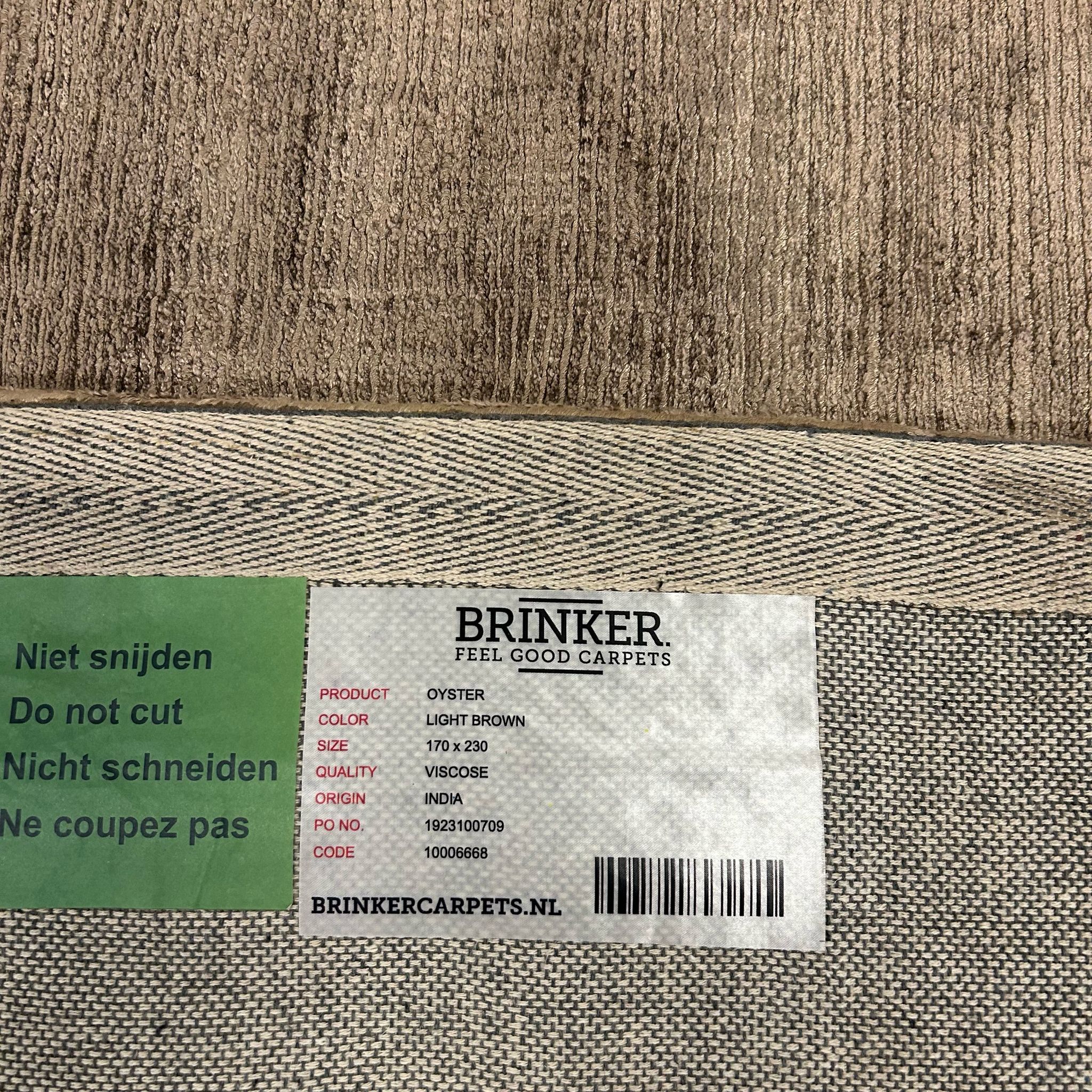 Brinker Carpets Oyster Light Brown Vloerkleed - 170x230cm