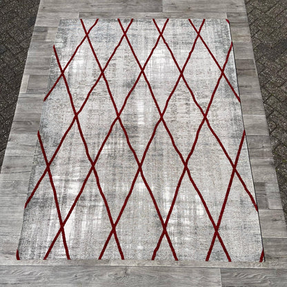 Brinker Carpets Retro Collection Cross Silver Red Vloerkleed - 170x230cm