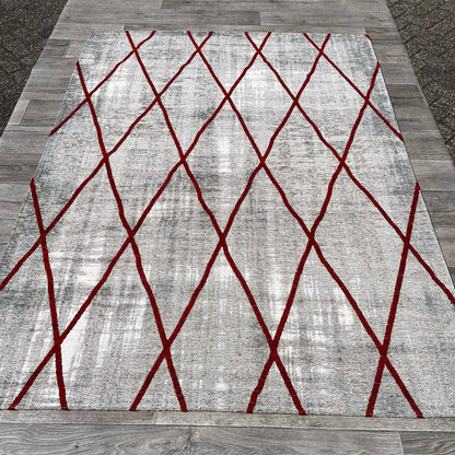 Brinker Carpets Retro Collection Cross Silver Red Vloerkleed - 170x230cm