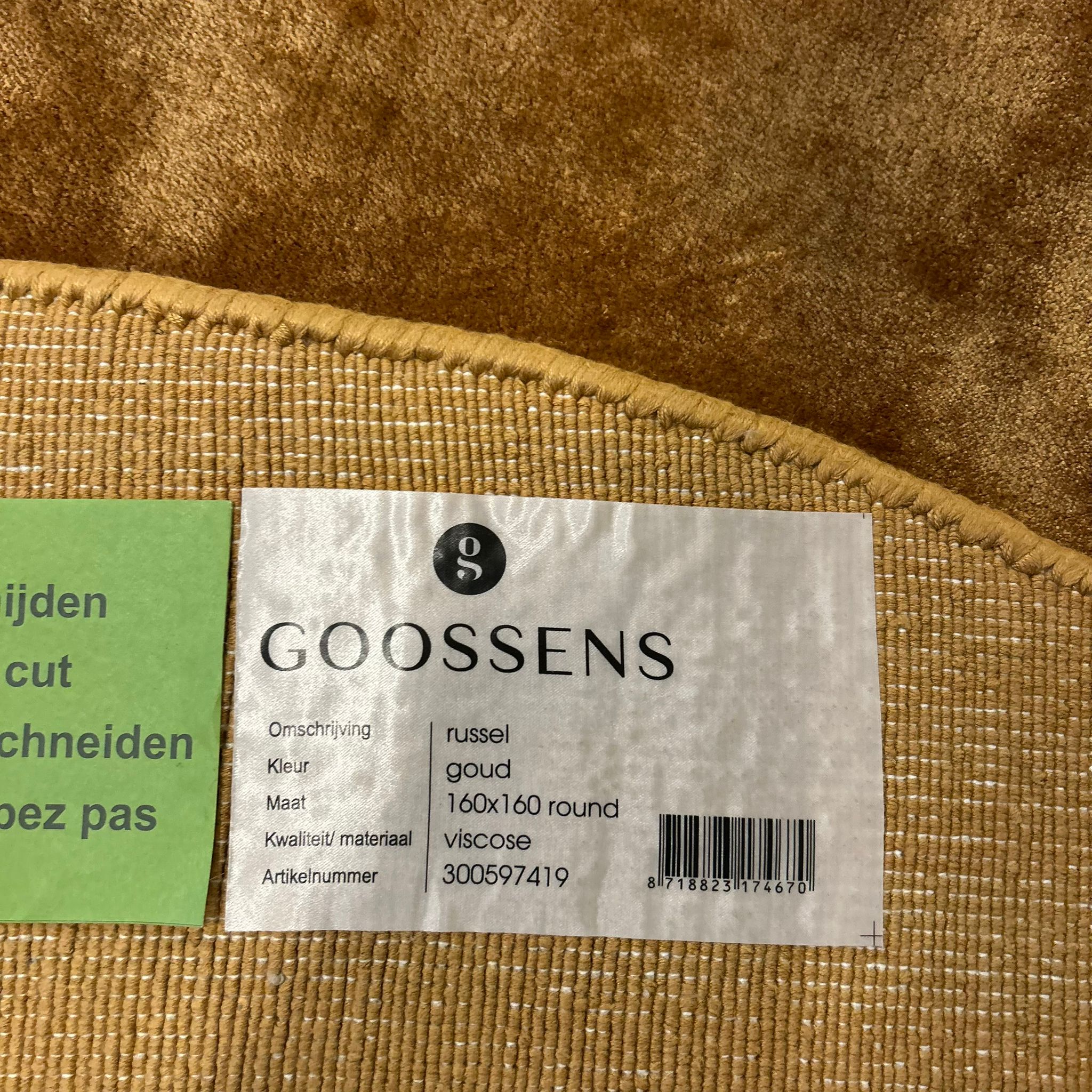 Brinker Carpets Goossens Russel Goud Vloerkleed - 160x160cm