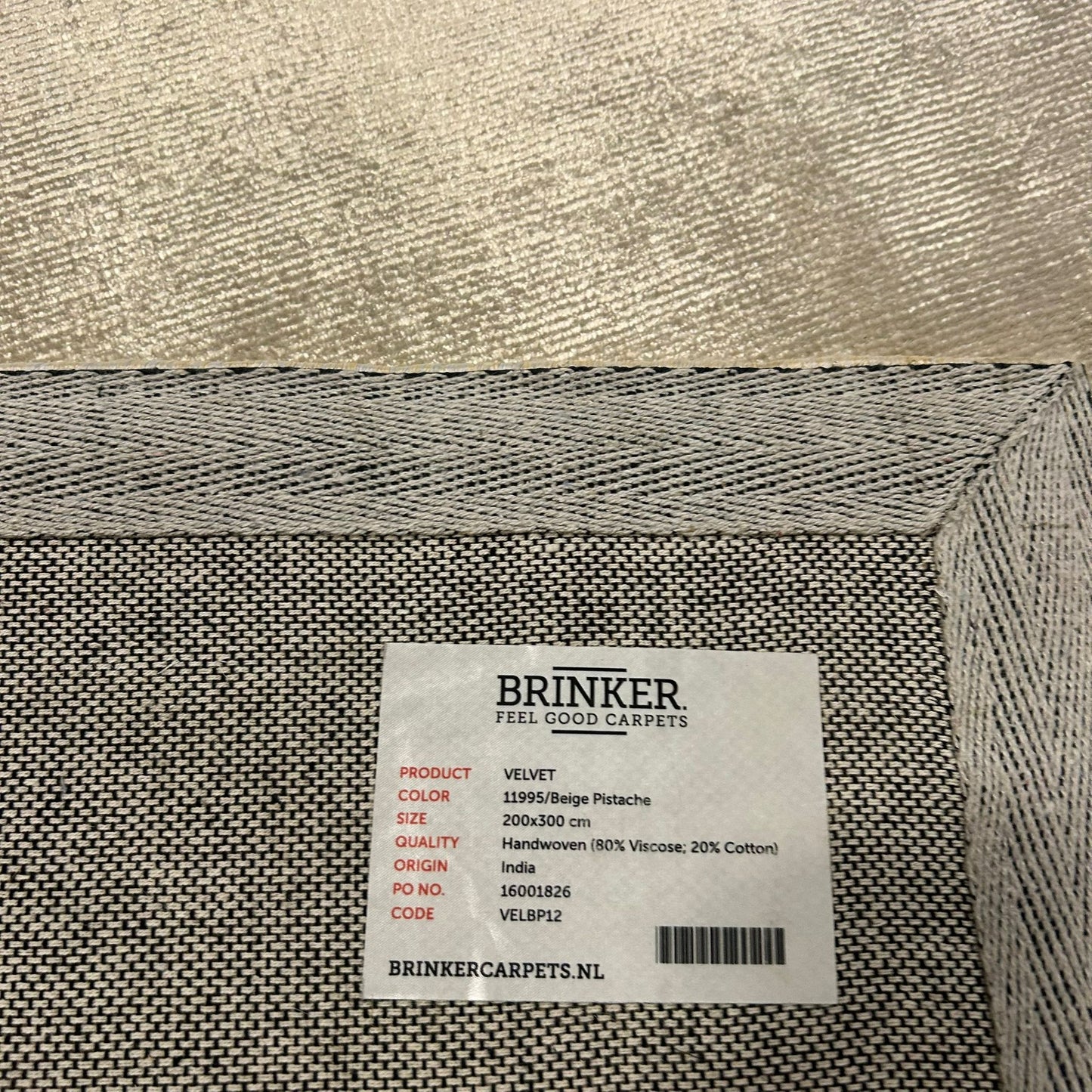 Brinker Carpets Velvet 11995 Beige Pistache Vloerkleed - 200x300cm