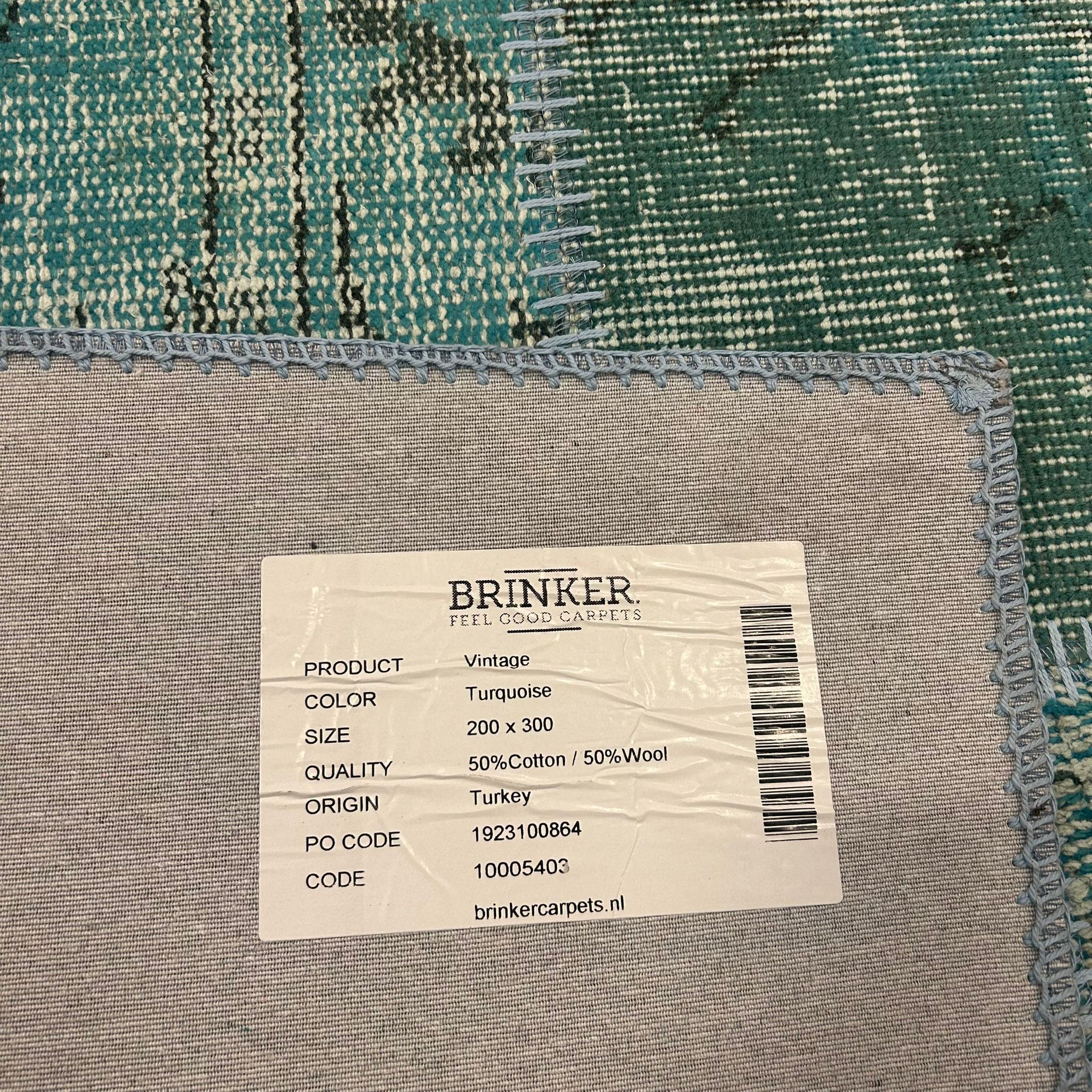Brinker Carpets Vintage  Turquoise Vloerkleed - 200x300cm