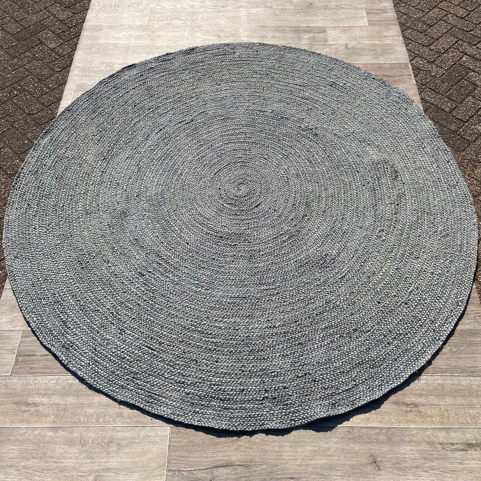 Brinker Carpets Carpets Jute Circle Blue Rond Vloerkleed - 240x240cm - aanzicht 1 - Vloerkleden Koning