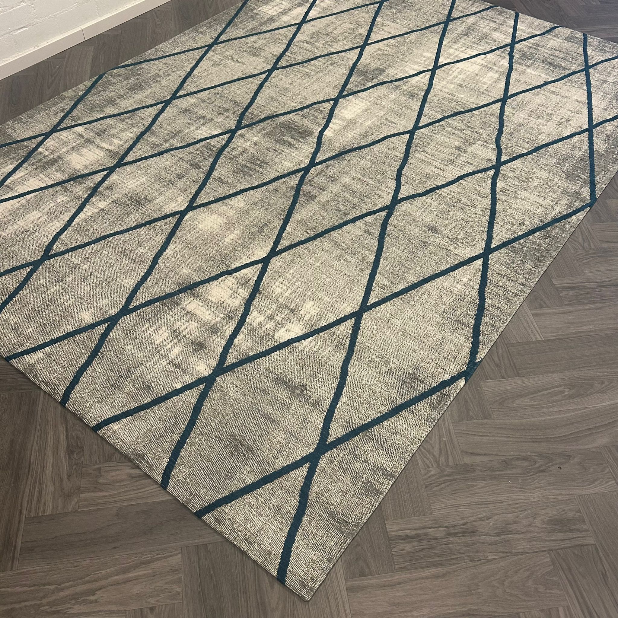 Brinker Carpets Cross Silver/Blue Vloerkleed - 200x300cm - Vloerkleden Koning