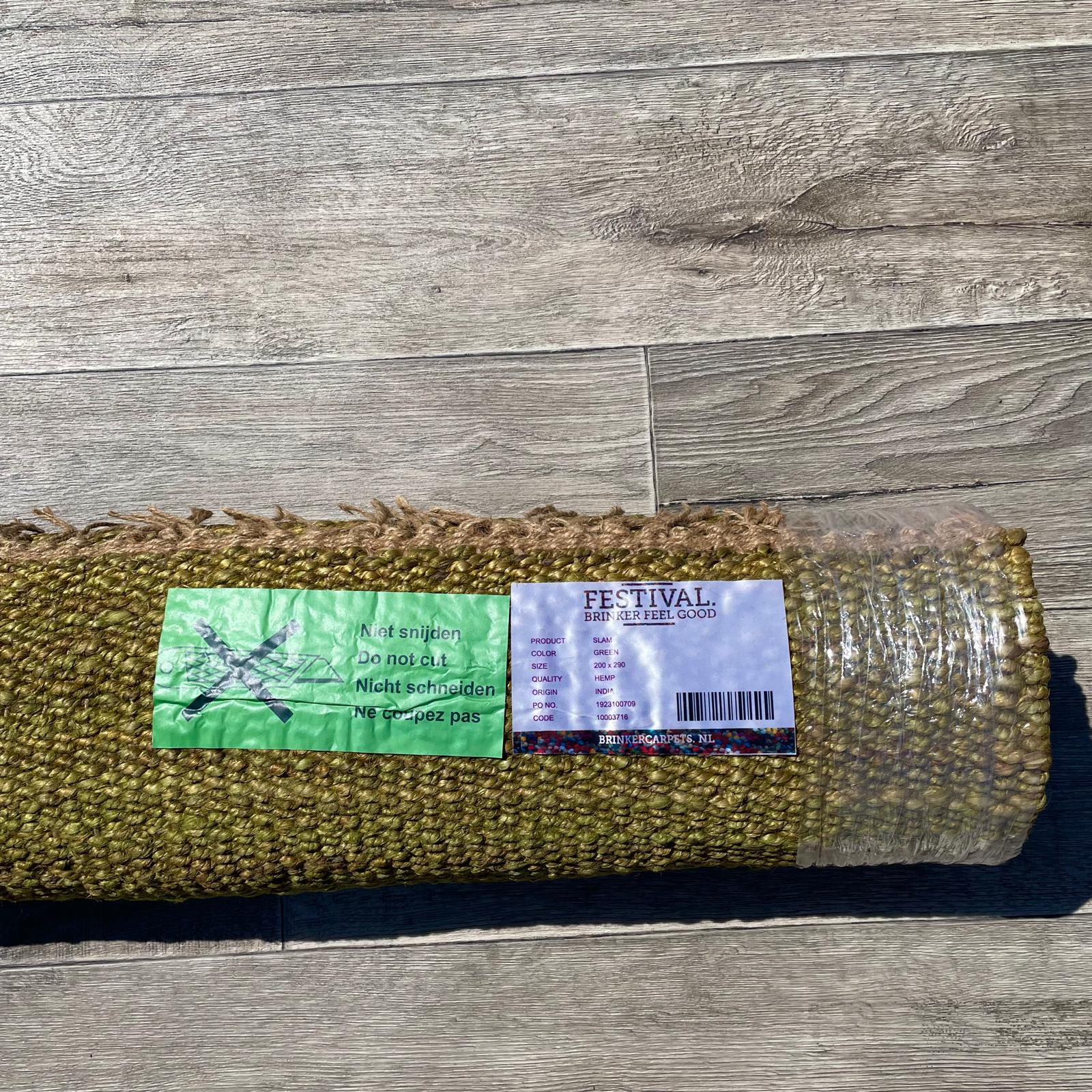 Brinker Carpets Festival Jute Slam Green Vloerkleed - 200x290cm - Vloerkleden Koning