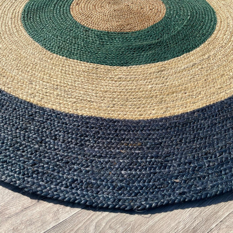 Brinker Carpets Jute Dart Teal Navy Rond Vloerkleed - 200x200cm