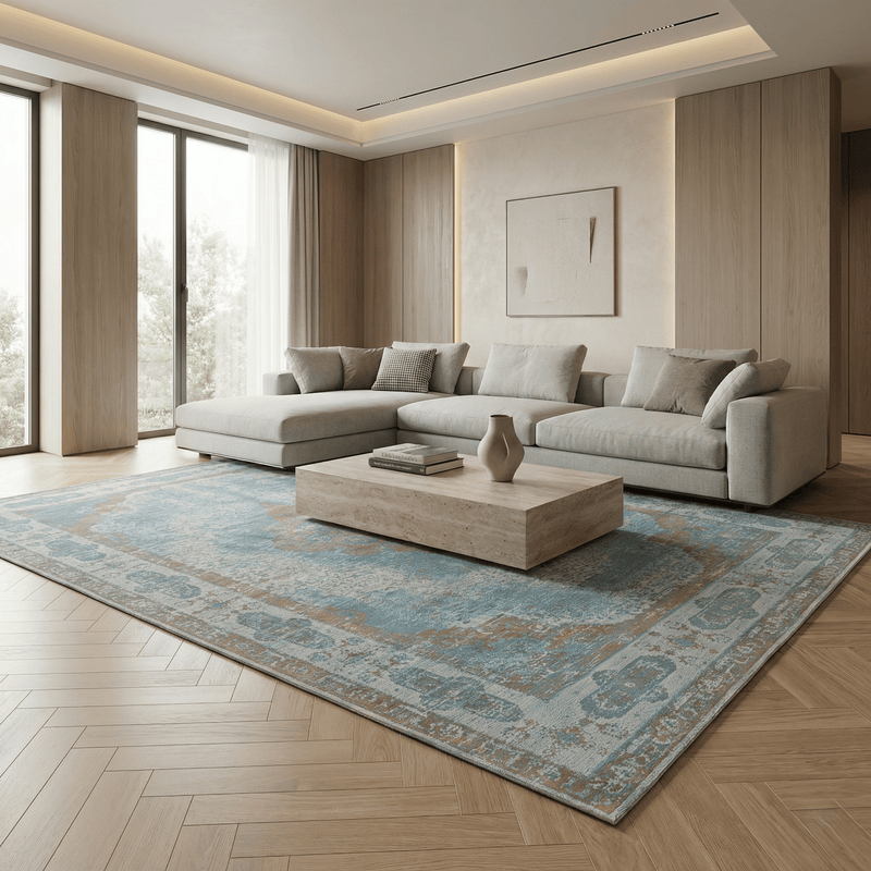Brinker Carpets Lowla Azur Blue 1 - 200x290cm - aanzicht 1 - Vloerkleden Koning