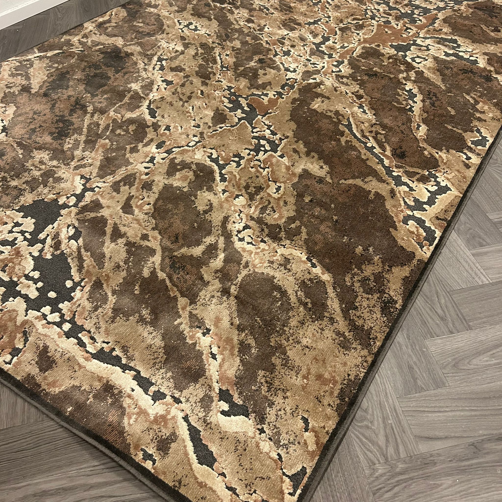 Brinker Carpets Onyx Dessin 884 Brown Black Vloerkleed - 200x300cm - Vloerkleden Koning