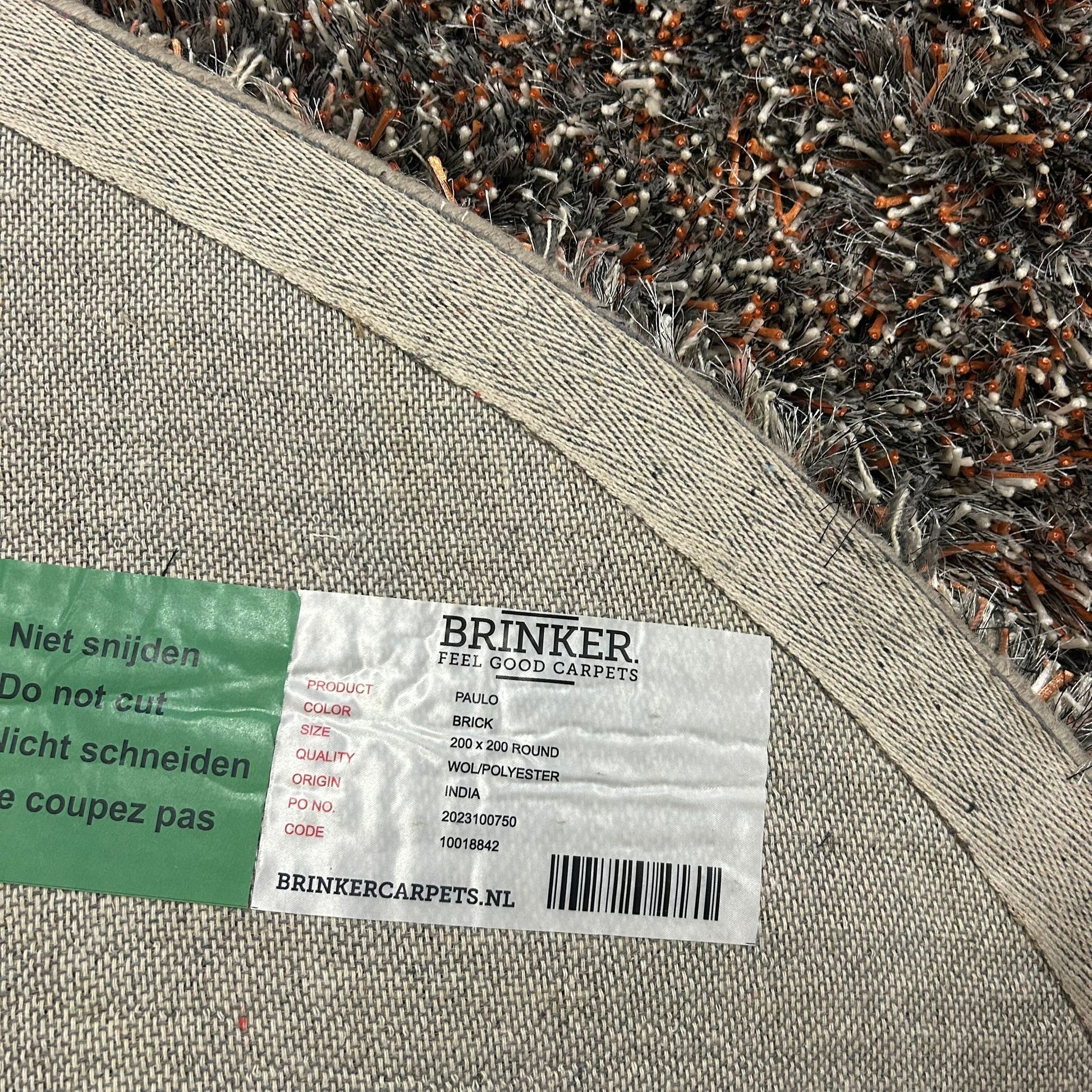 Brinker Carpets Paulo Brick Vloerkleed - 200x200cm - Vloerkleden Koning