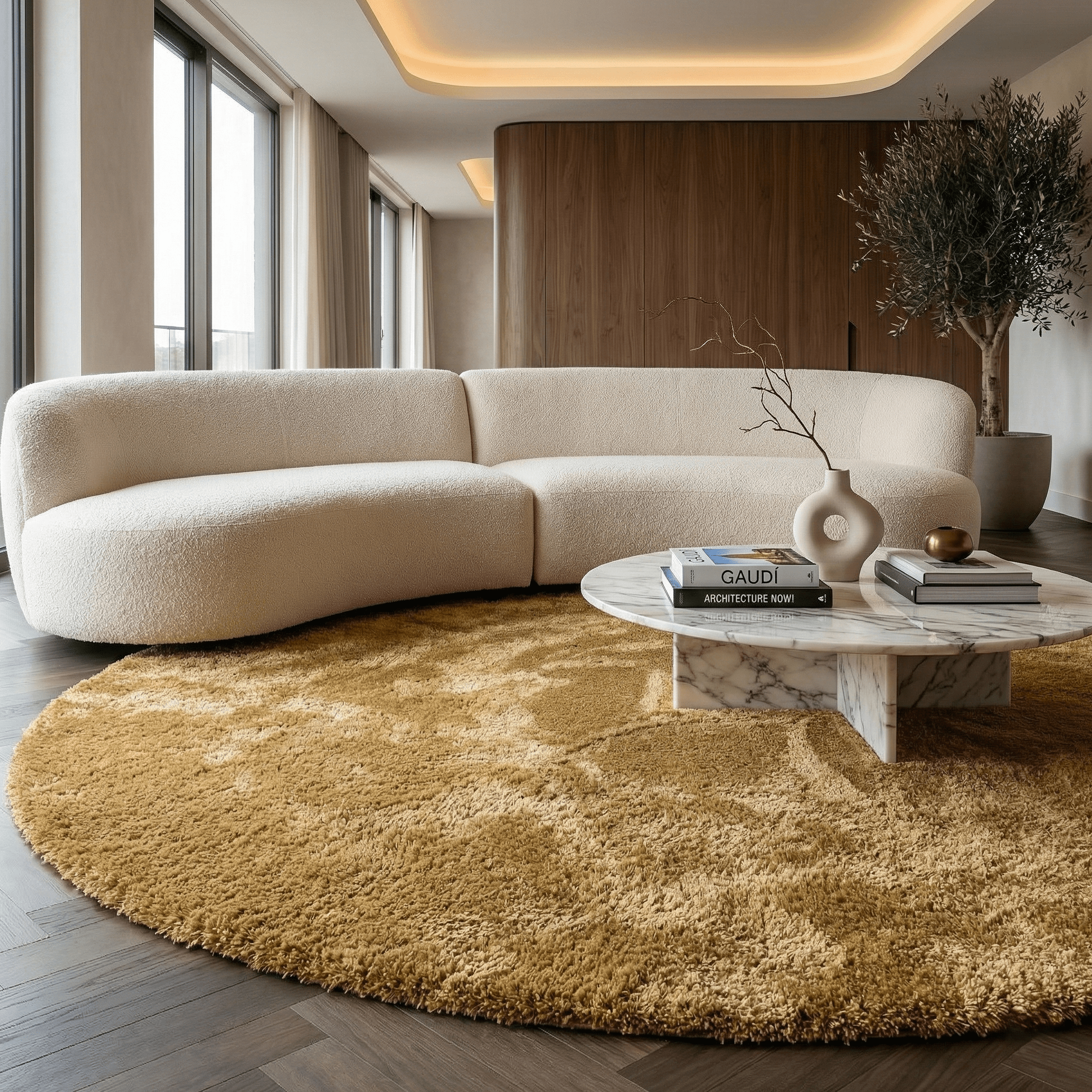 Brinker Carpets Puglia Fall Oker Vloerkleed Rond - 200x200cm - aanzicht 1 - Vloerkleden Koning