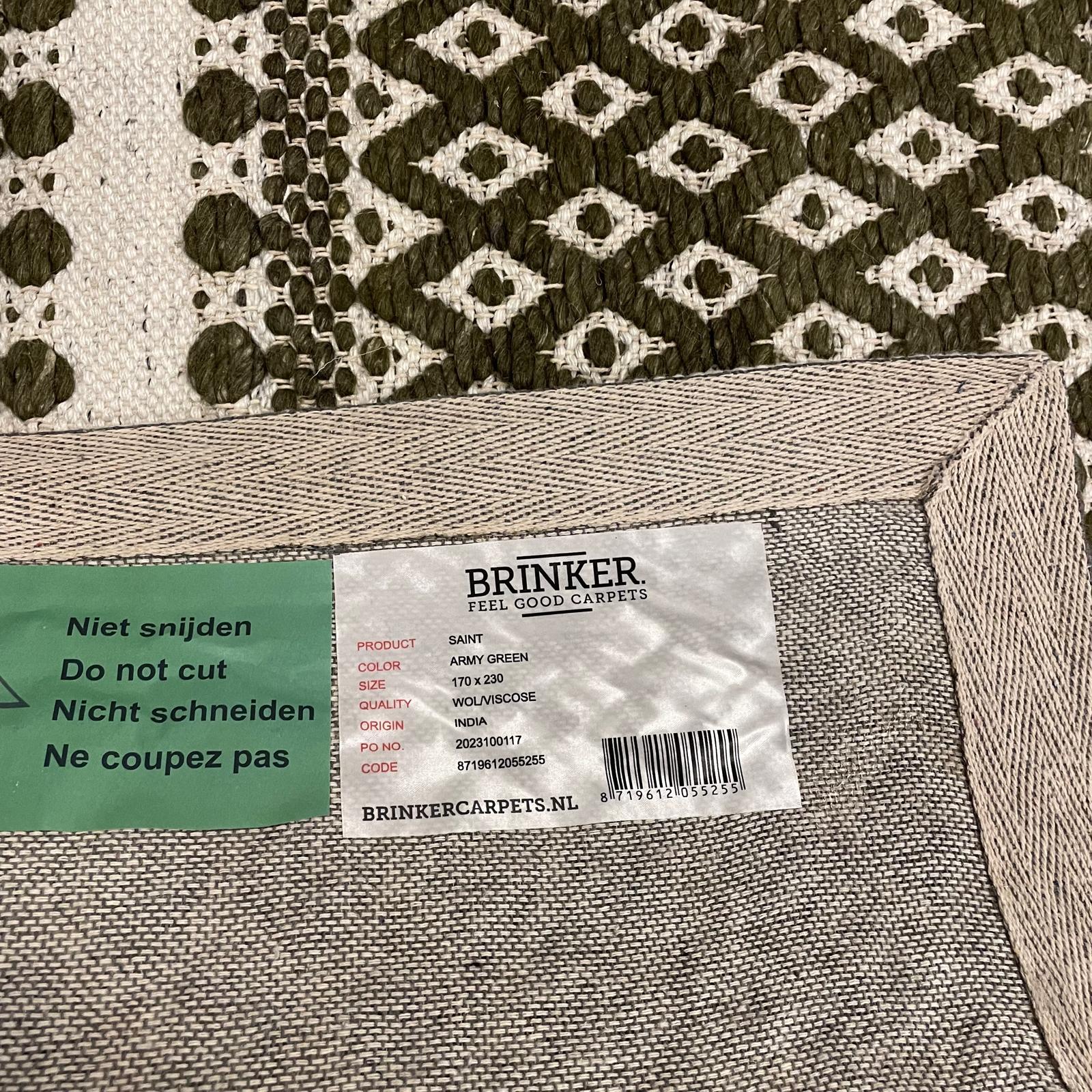 Brinker Carpets Saint Army Green Vloerkleed - 170x230cm - Vloerkleden Koning
