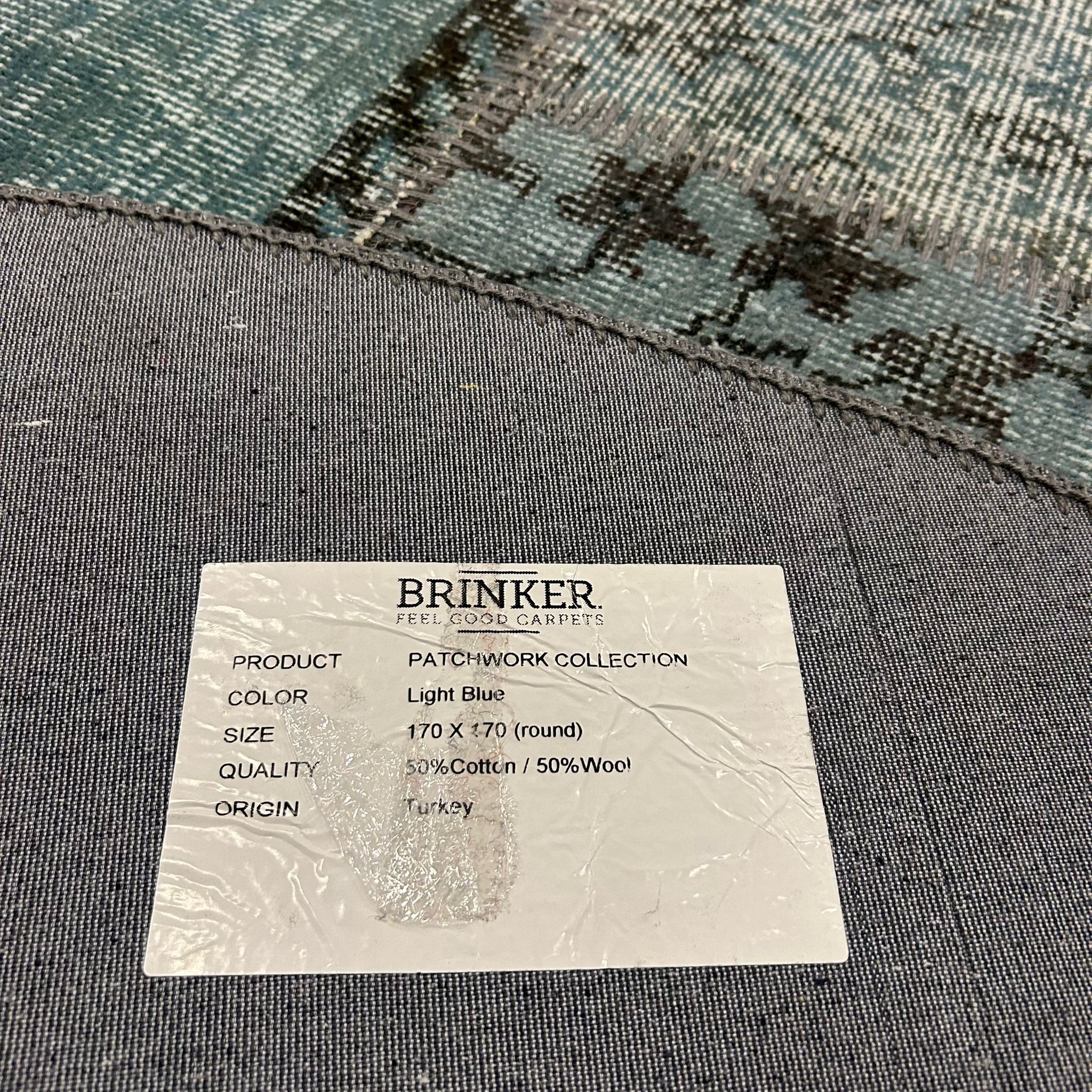 Brinker Carpets Vintage Light Blue Vloerkleed - 170x170cm - aanzicht 4 - Vloerkleden Koning
