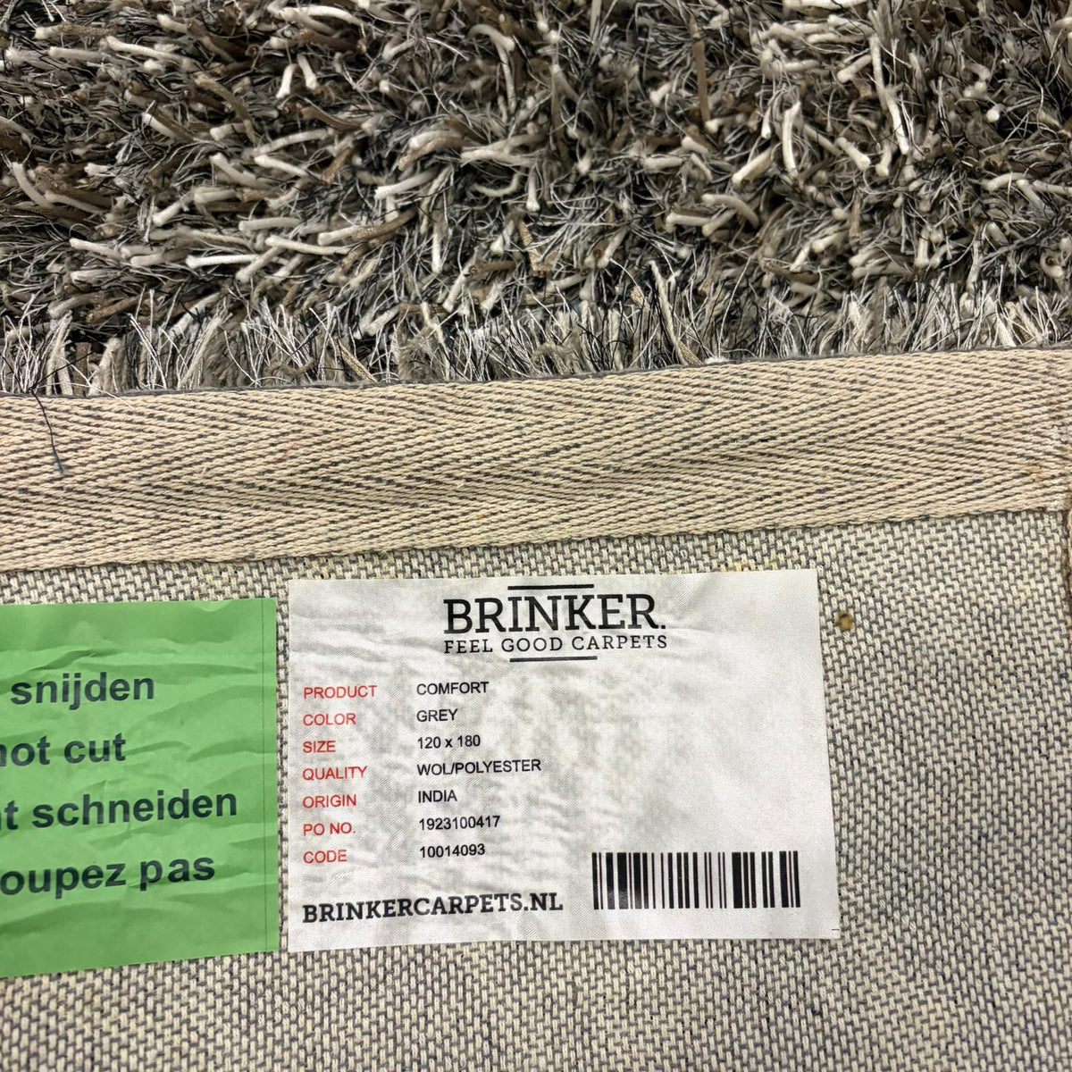 Brinker Comfort Grey Vloerkleed - 120x180cm - QF Living