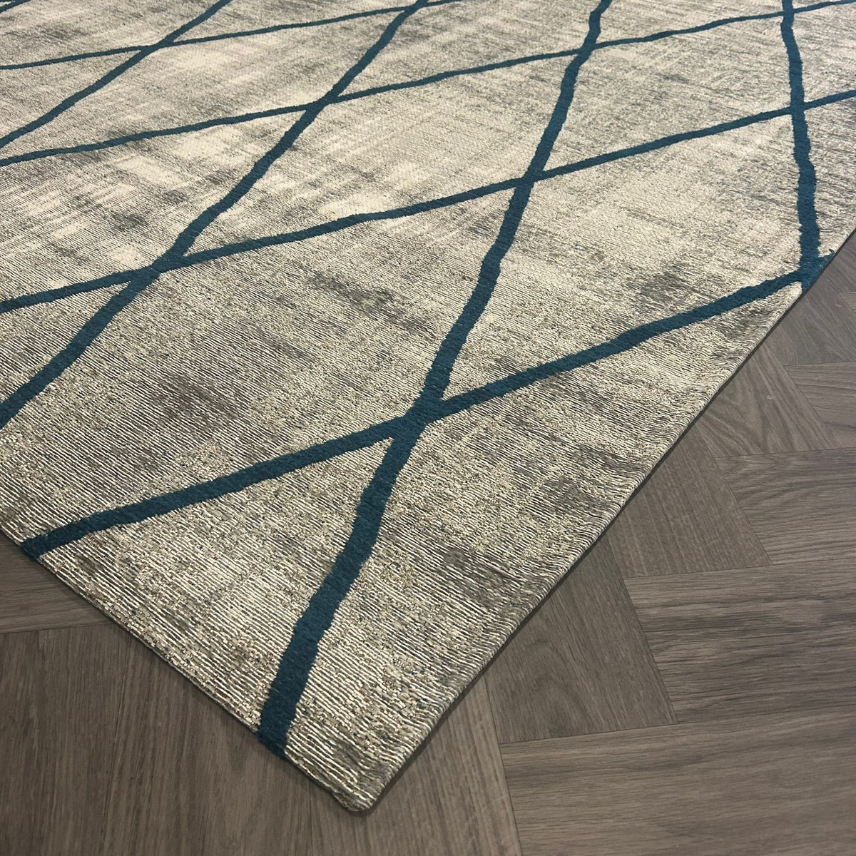 Brinker Cross Silver/Blue Vloerkleed - 200x300cm - QF Living