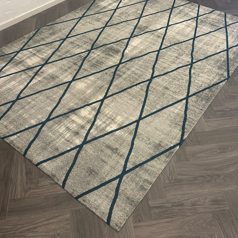 Brinker Cross Silver/Blue Vloerkleed - 200x300cm - QF Living
