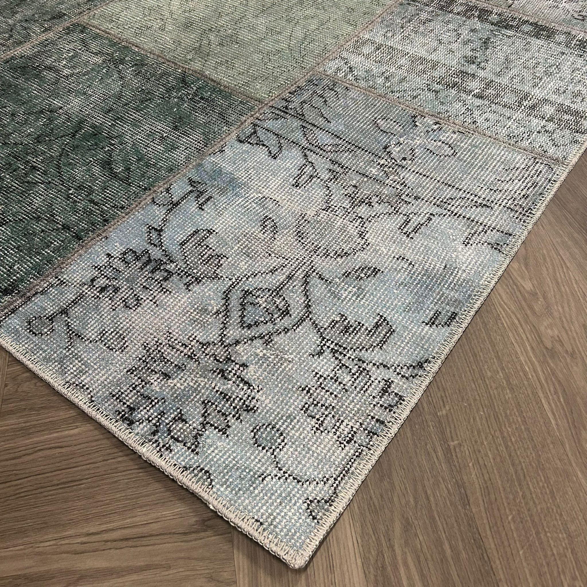 Brinker Estate Patchwork Green/Blue - 190x290cm - QF Living