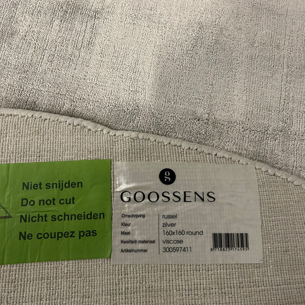 Brinker Goossens Russel Zilver Vloerkleed - 160x160cm - QF Living