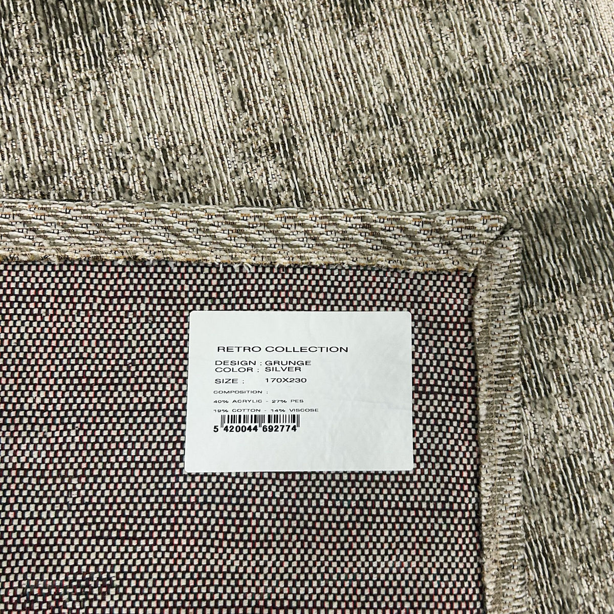 Brinker Grunge Silver Vloerkleed - 170x225cm - QF Living