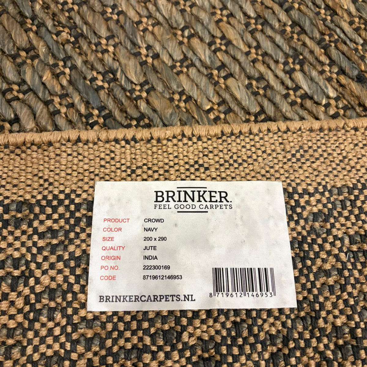 Brinker Jute Crowd Navy Vloerkleed - 200x290cm - QF Living