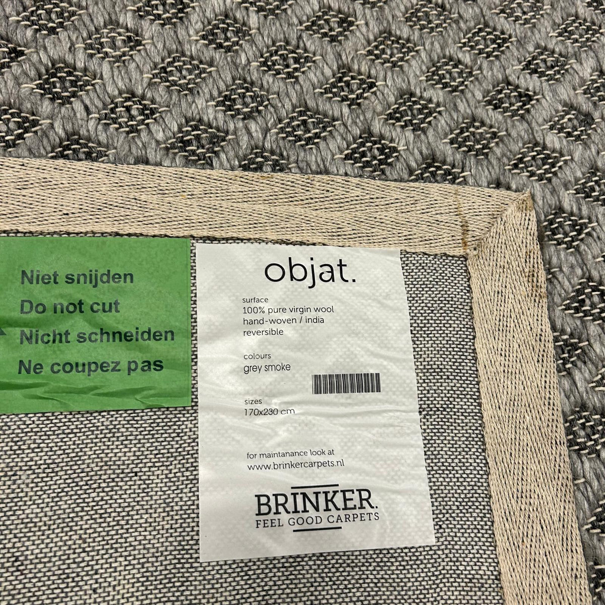 Brinker Objat Grey Smoke Vloerkleed - 170x230cm - QF Living