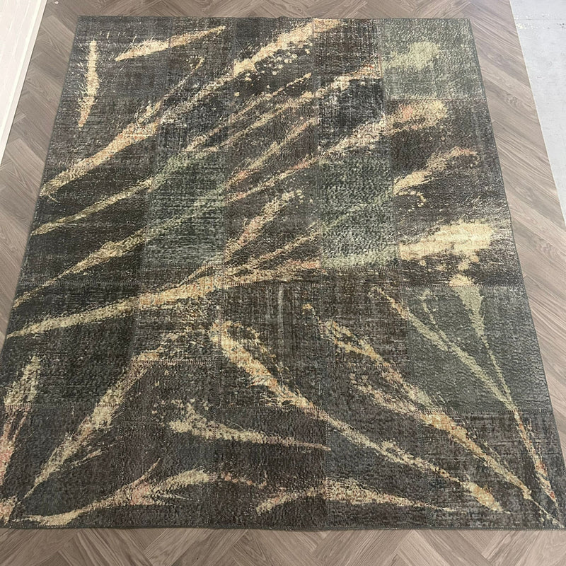 Brinker Patchwork Dark Green Splash Vloerkleed - 250x300cm - QF Living