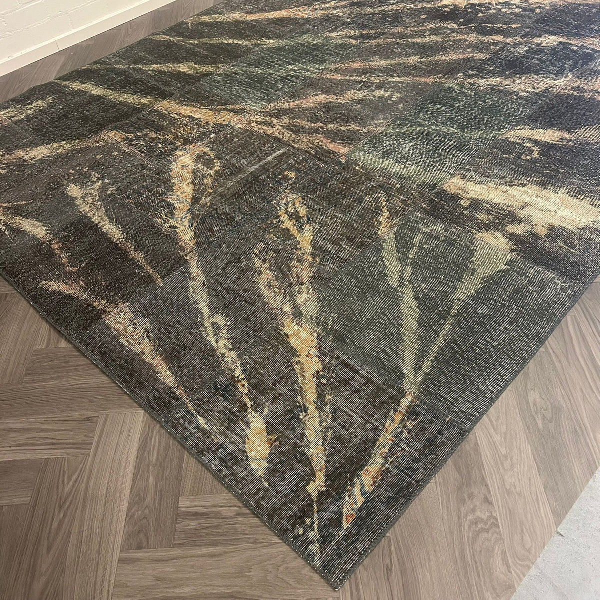 Brinker Patchwork Dark Green Splash Vloerkleed - 250x300cm - QF Living