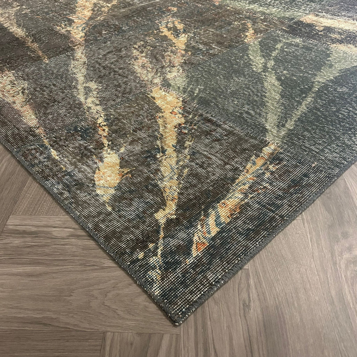 Brinker Patchwork Dark Green Splash Vloerkleed - 250x300cm - QF Living