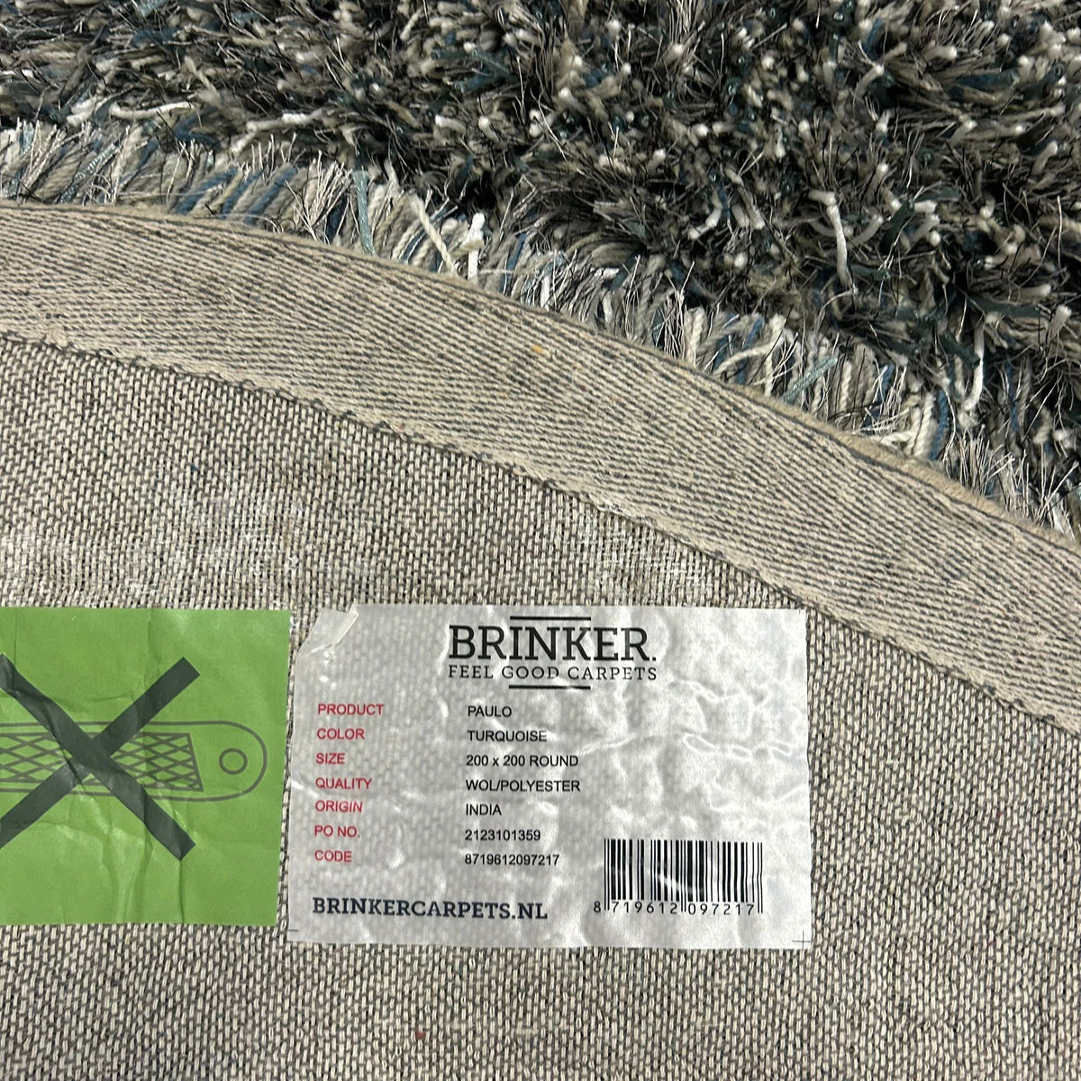 Brinker Paulo Turquoise Vloerkleed - 200x200cm - QF Living