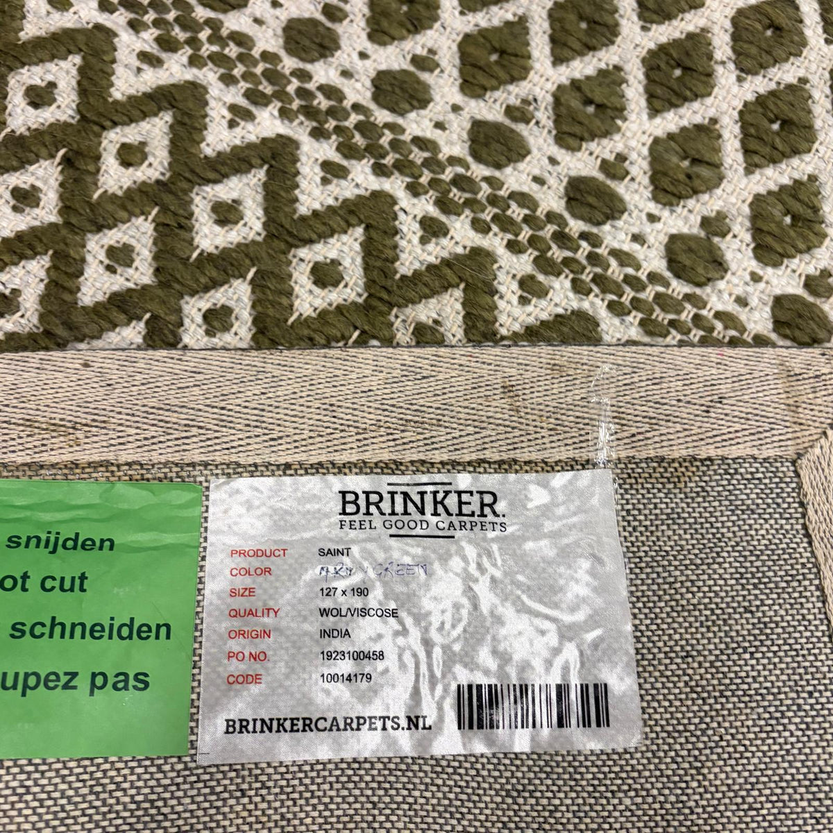 Brinker Saint Army Green Vloerkleed - 140x200cm - QF Living