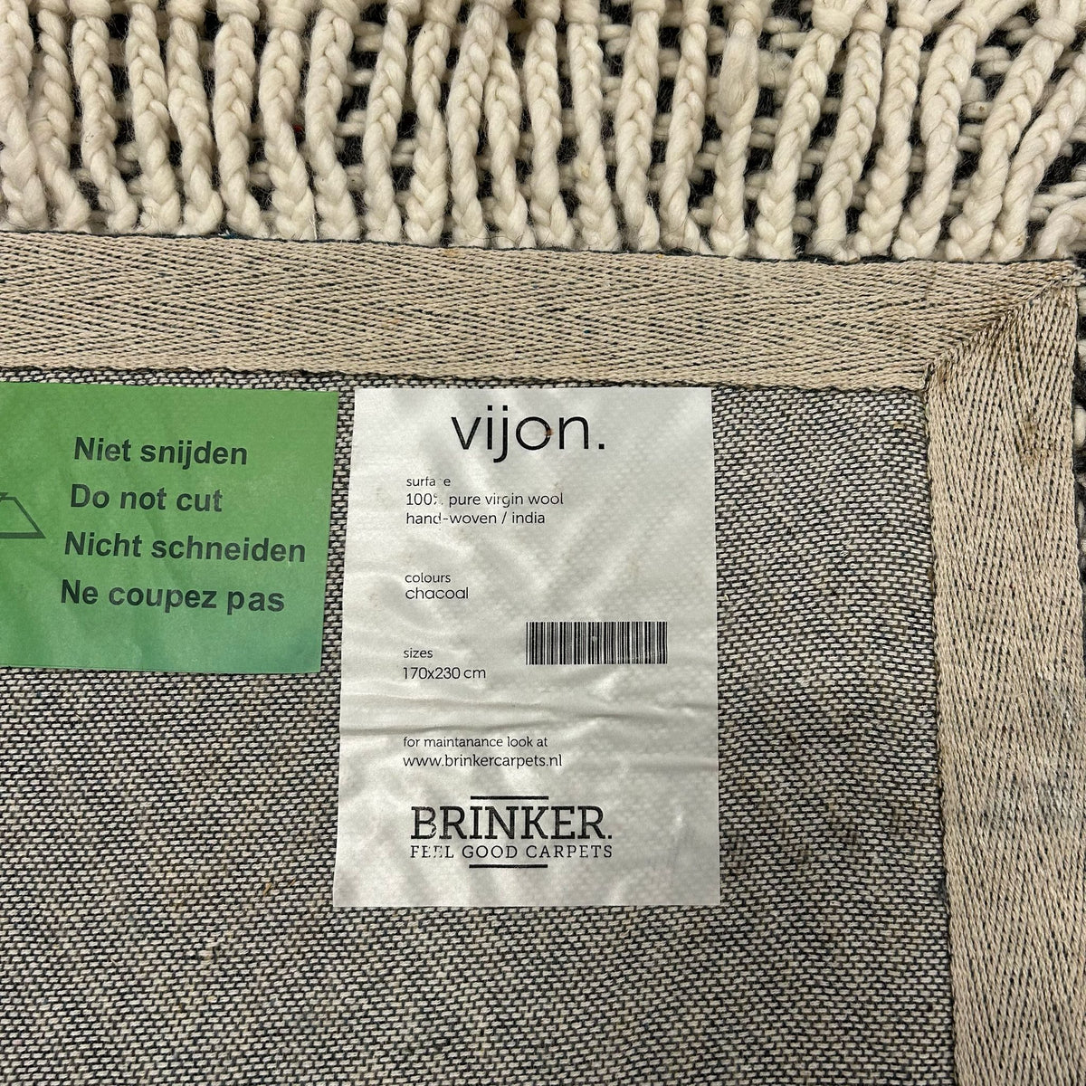 Brinker Vijon Charcoal Vloerkleed - 170x230cm - QF Living