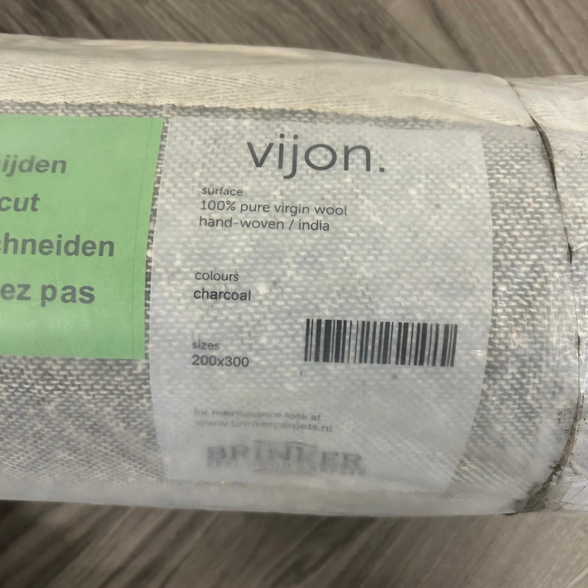 Brinker Vijon Charcoal Vloerkleed - 200x300cm - QF Living